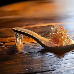 Rogue -Women's Heeled Slides Shoes Crystal Flower